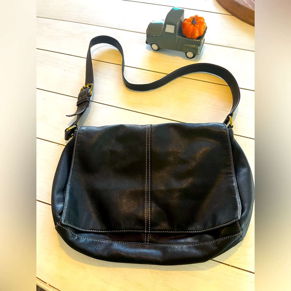 Tiganello Black Leather Messenger bag